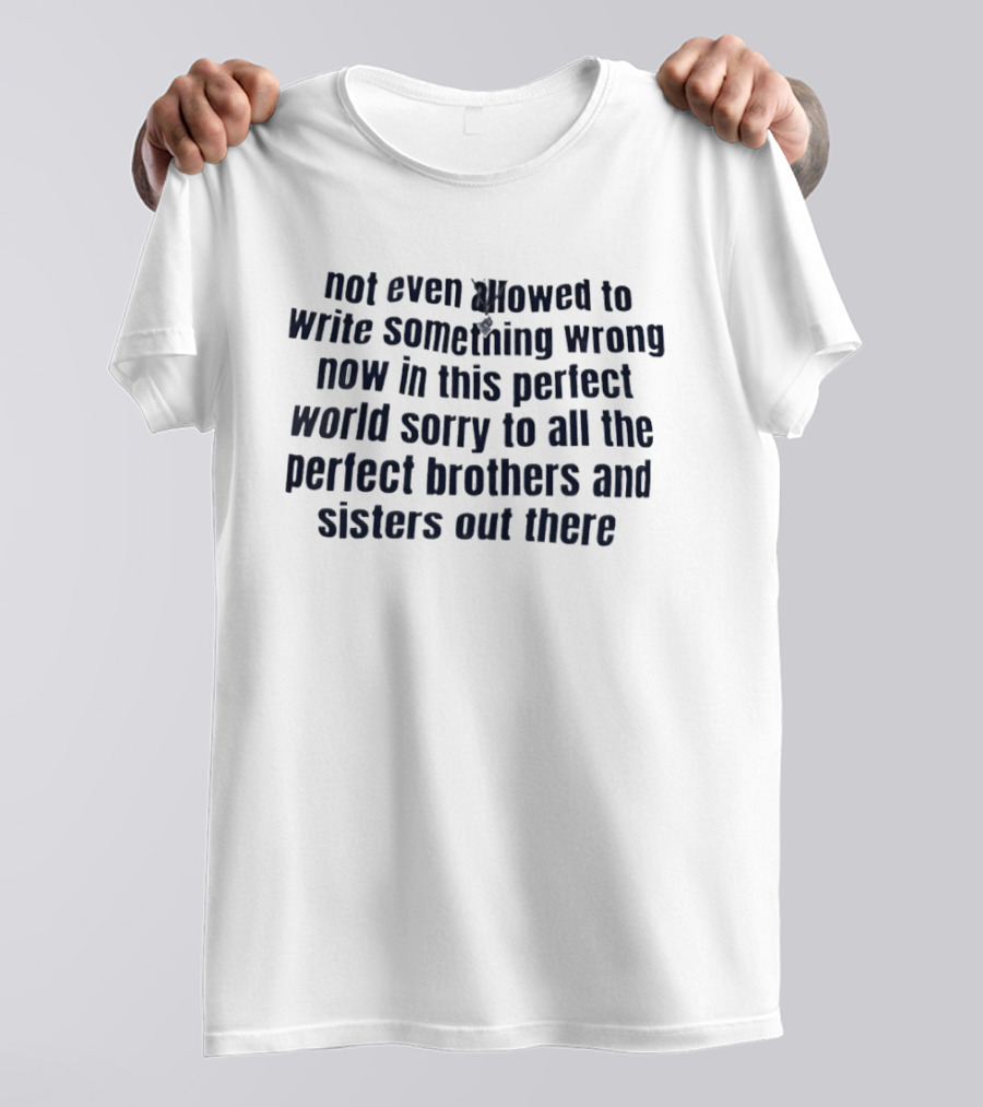 Not Even Allowed To Write Something Wrong Now In This Perfect World Sorry To All The Perfect Brothers And Sisters Out There T-Shirt