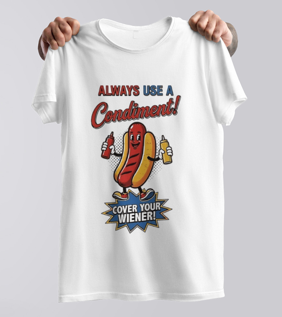 Always Use A Condiment Cover Your Wiener Hot Dog T-Shirt