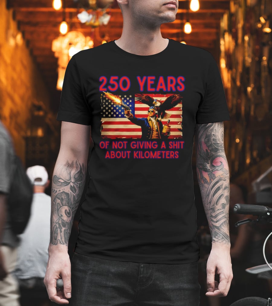 250 Years American Flag Patriotism With Bald Eagle And Firearm T-Shirt