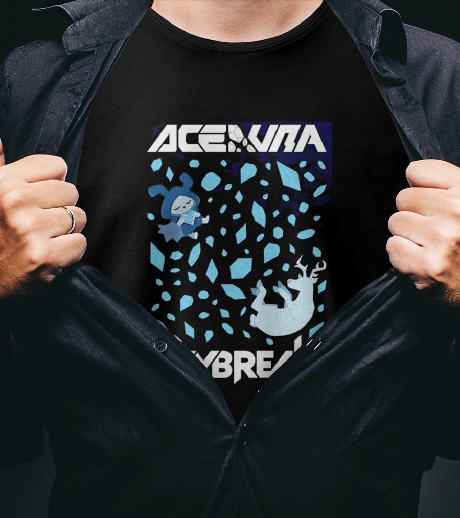 Ace Aura Skybreak EDM Music Artistic Falling Character And Deer With Blue Leaves T-Shirt