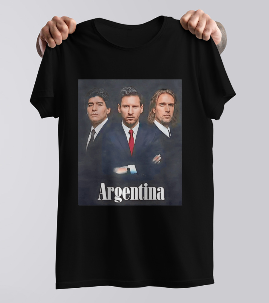 Argentina Legends Diego Maradona Lionel Messi Mario Kempes T-Shirt