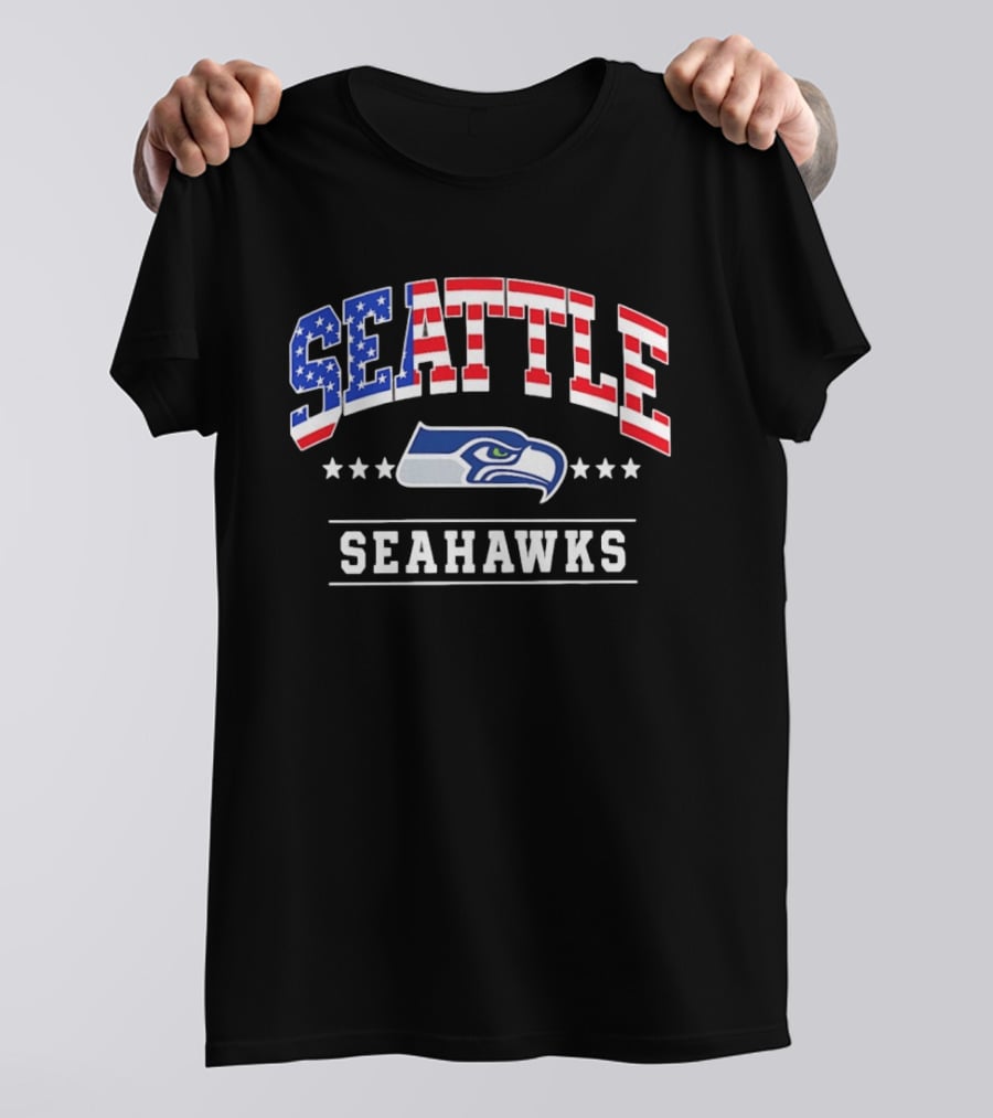Seattle Seahawks 1776 2026 250 Years 4th Of July American Flag Stars USA T-Shirt