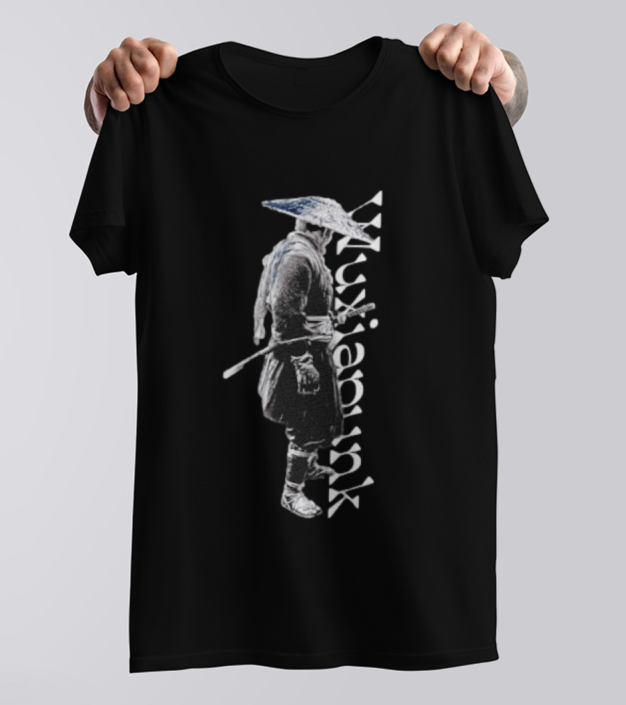 Straw Hat Wuxia Ronin Swordsman Wuxiapunk T-Shirt