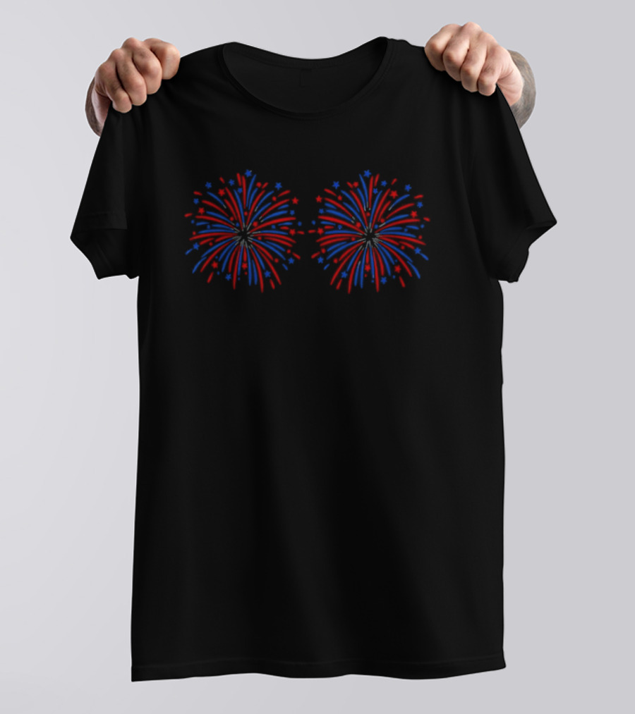 Fireworks Red Blue Burst Festival Celebration T-Shirt