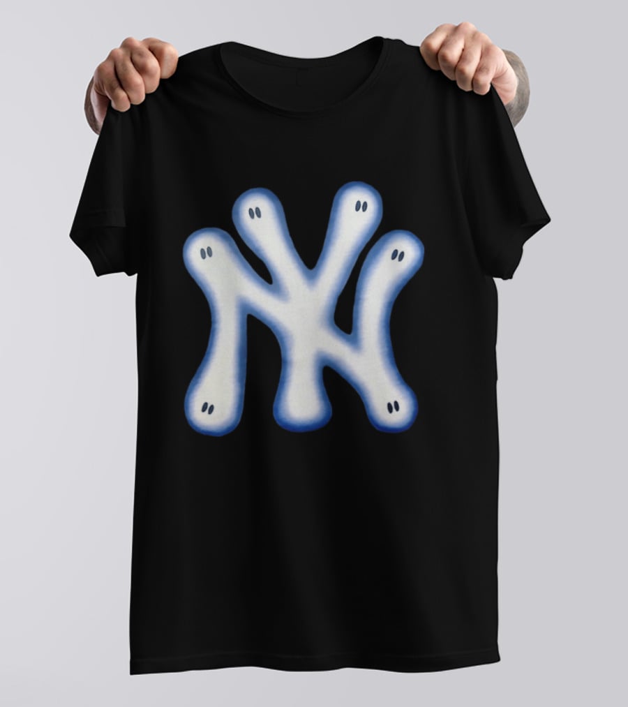 New York Yankees Ghostly Logo With Spooky Eyes T-Shirt
