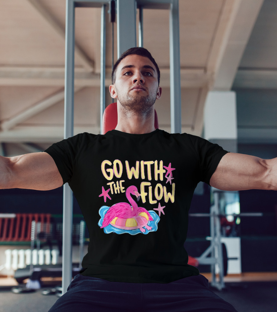 Go With The Flow Flamingo Summer Tropical Vibes T-Shirt