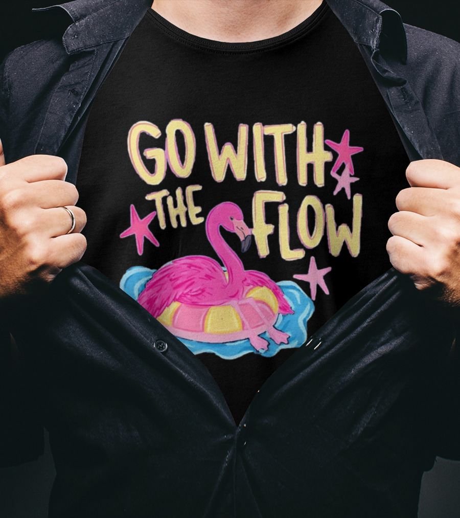 Go With The Flow Flamingo Summer Tropical Vibes T-Shirt