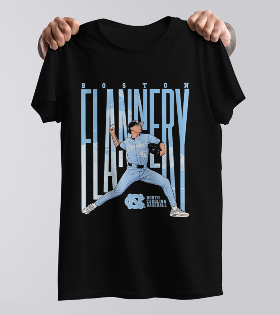 Boston Flannery North Carolina Tar Heels Baseball Carolina 42 T-Shirt