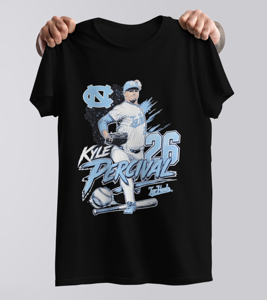 North Carolina Tar Heels Kyle Percival 26 Baseball Pitcher T-Shirt