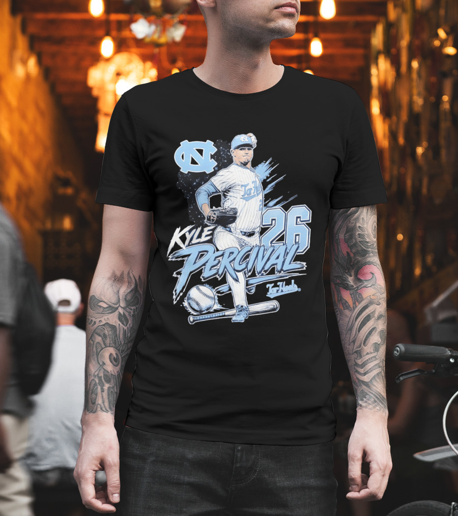 North Carolina Tar Heels Kyle Percival 26 Baseball Pitcher T-Shirt