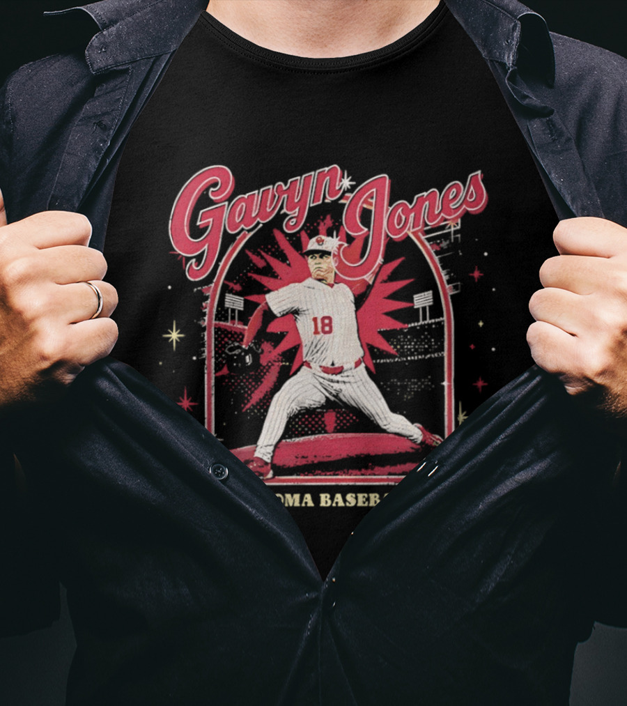 Gavyn Jones Oklahoma Baseball Sooners Player Pitching Action 18 OU T-Shirt