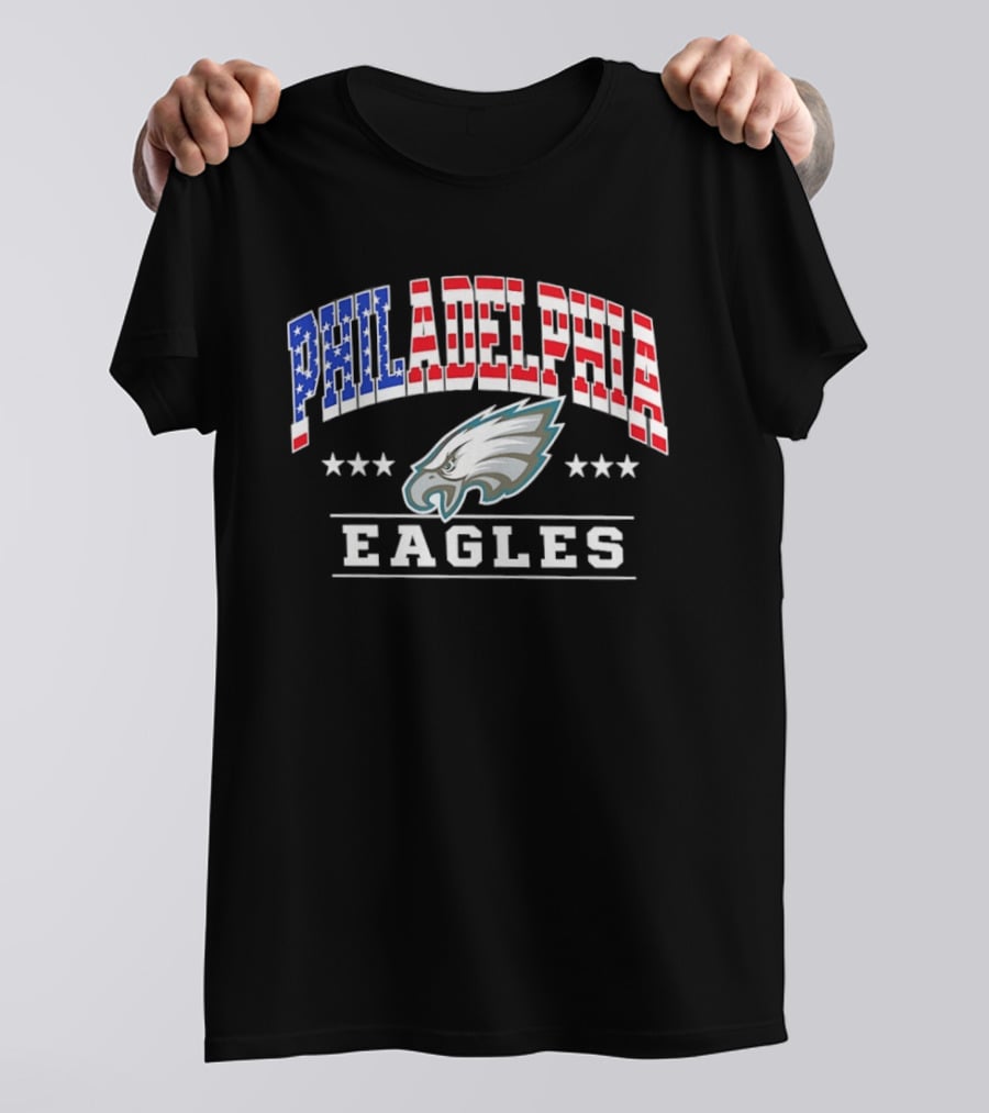 Philadelphia Eagles 1776 2026 250 Years 4th Of July American Flag Stars T-Shirt