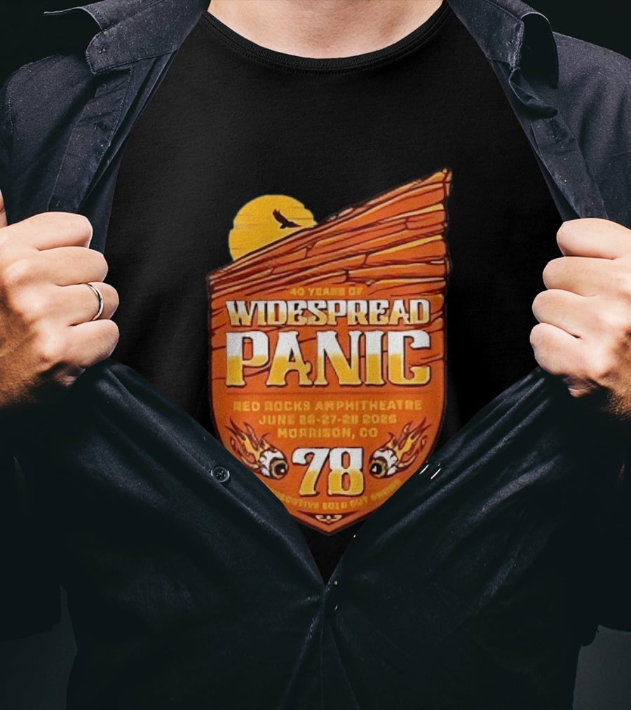 40 Years Of Widespread Panic Red Rocks Amphitheatre June 26 28 2026 Morrison Colorado 78 Consecutive Sold Out Shows T-Shirt