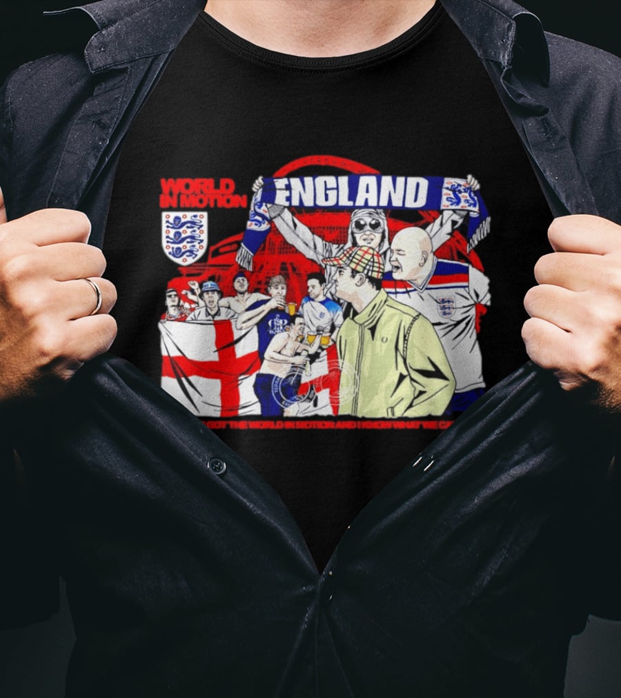 World In Motion England Football Fans Wembley Stadium England Supporters T-Shirt