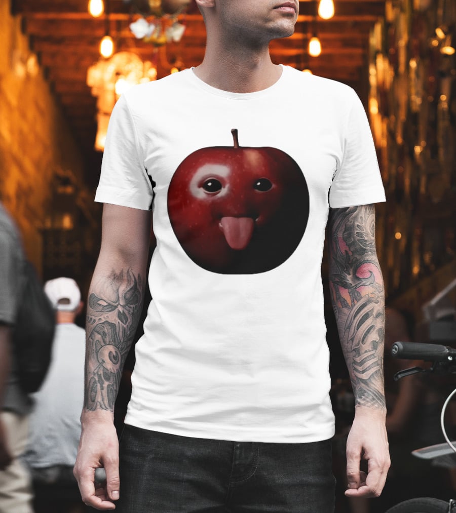 Apple Sticking Out Tongue Funny Fruit Face T-Shirt