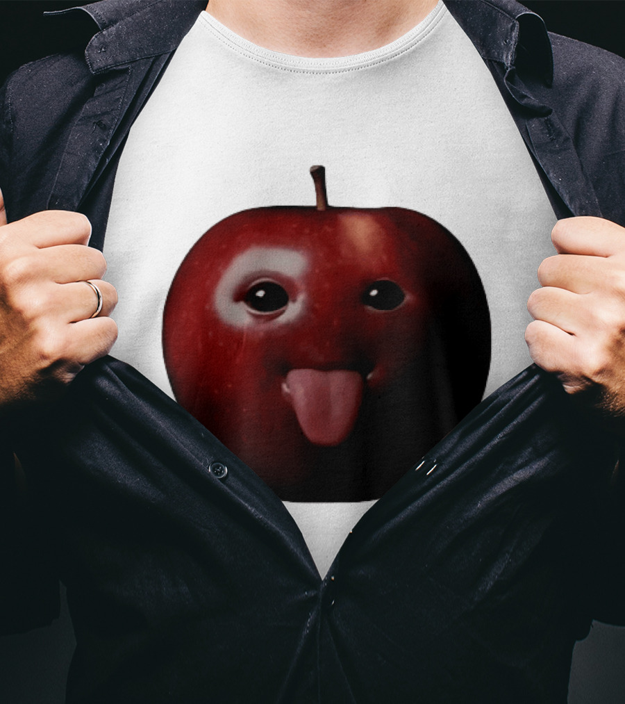 Apple Sticking Out Tongue Funny Fruit Face T-Shirt
