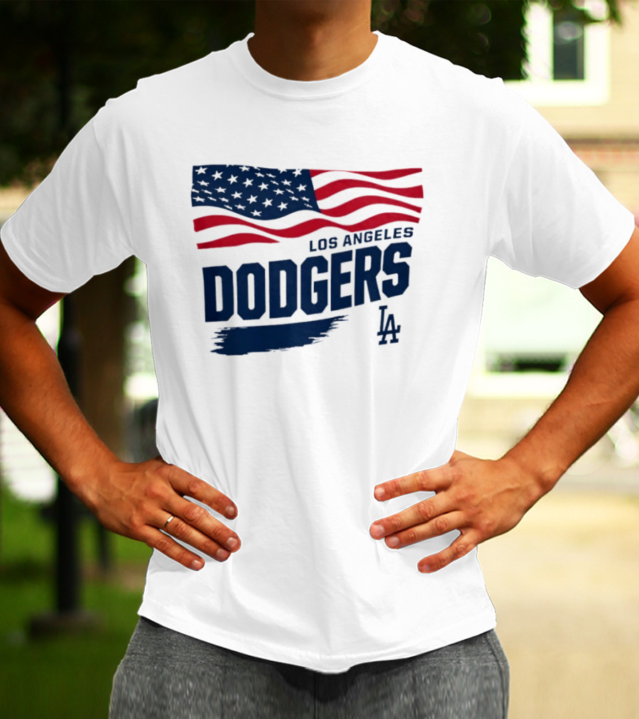 Los Angeles Dodgers Waving Flag LA Dodgers Starter Baseball Team T-Shirt