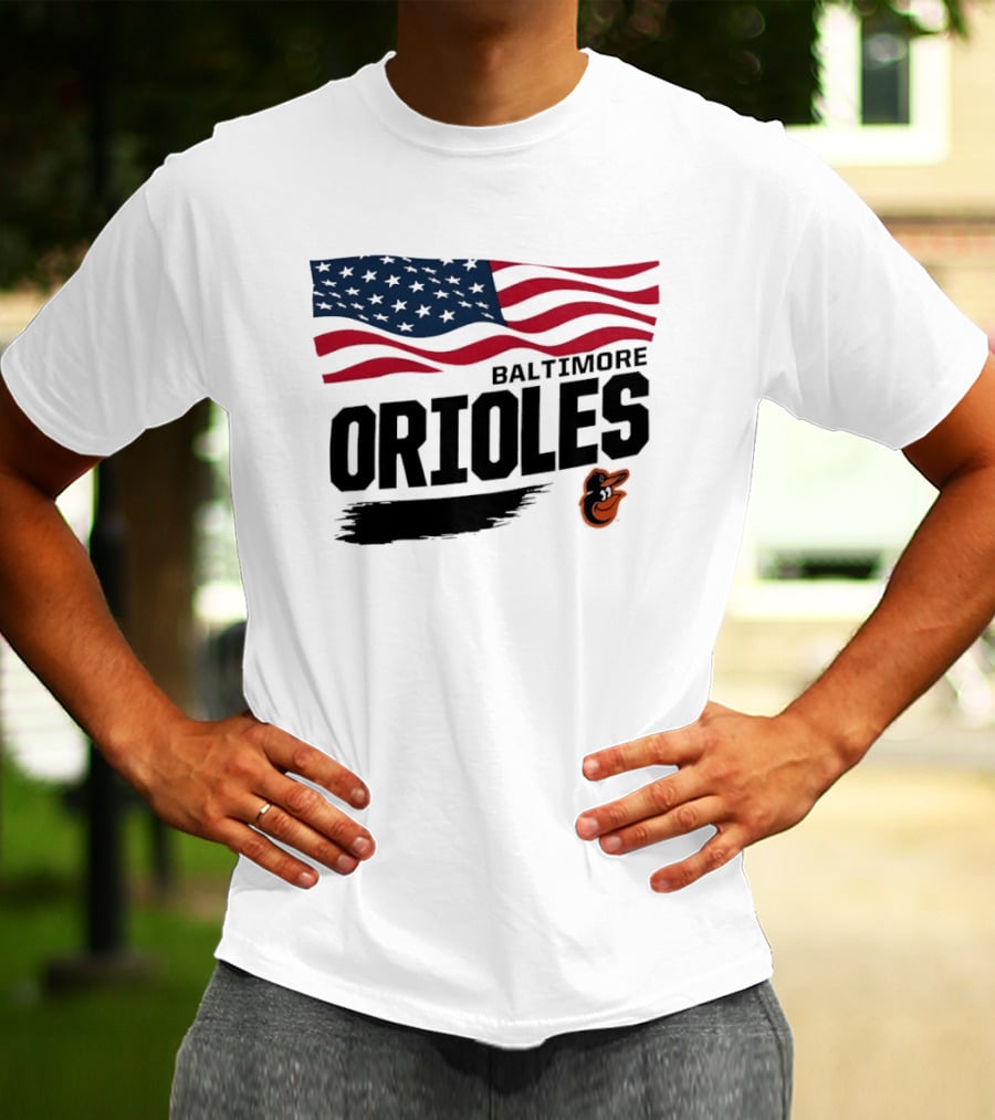 Baltimore Orioles American Flag MLB Team T-Shirt