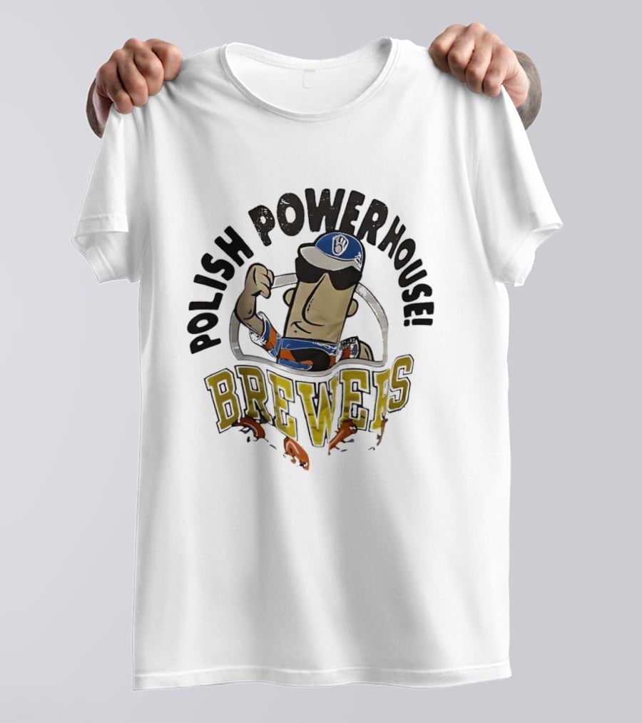 Milwaukee Brewers Polish Powerhouse Sausage Flexing T-Shirt