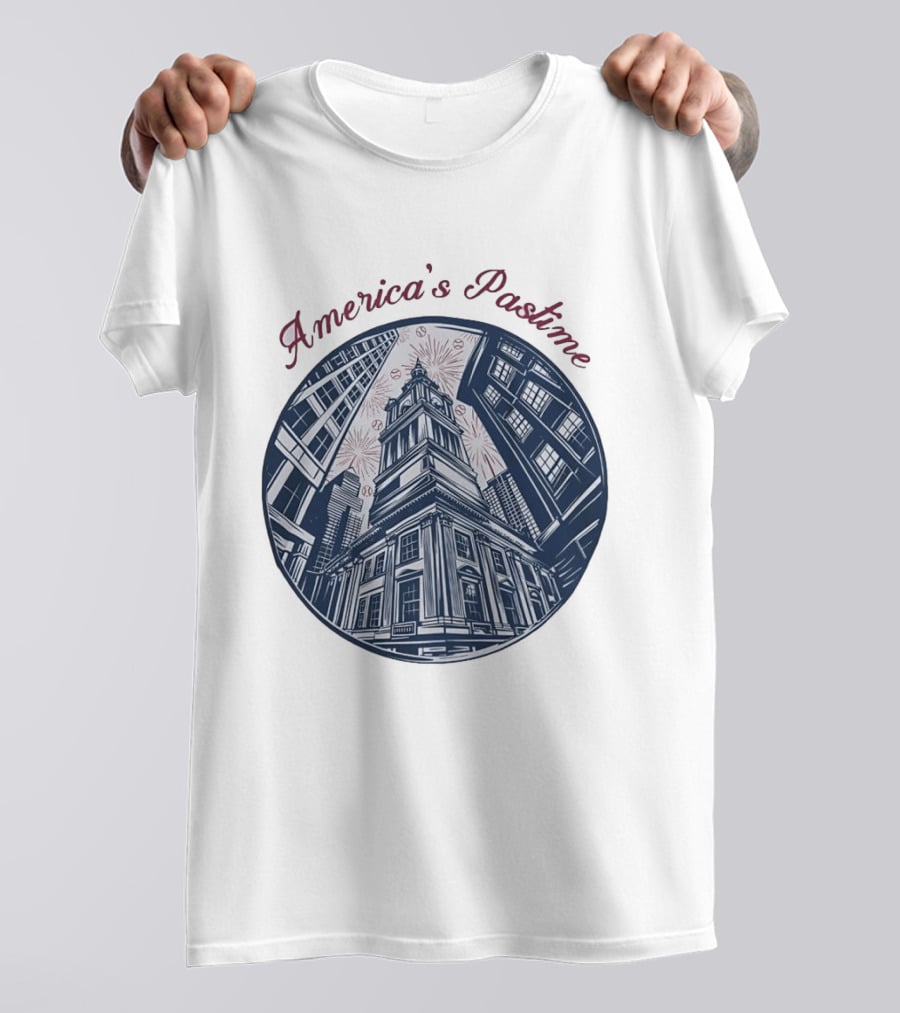 Philadelphia Independence Hall America's Pastime Baseball T-Shirt