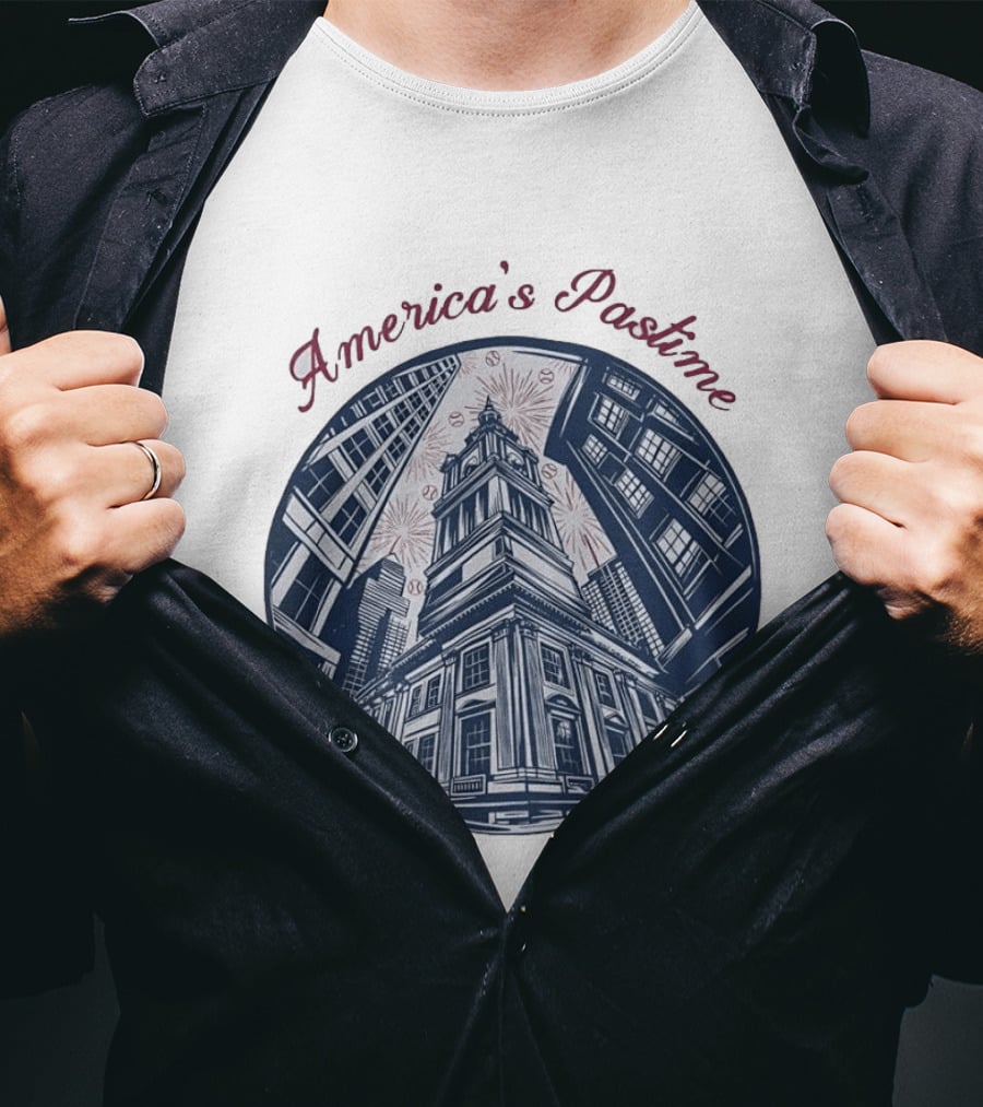 Philadelphia Independence Hall America's Pastime Baseball T-Shirt