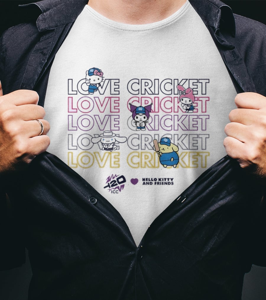 Hello Kitty And Friends Love Cricket ICC T20 Series T-Shirt