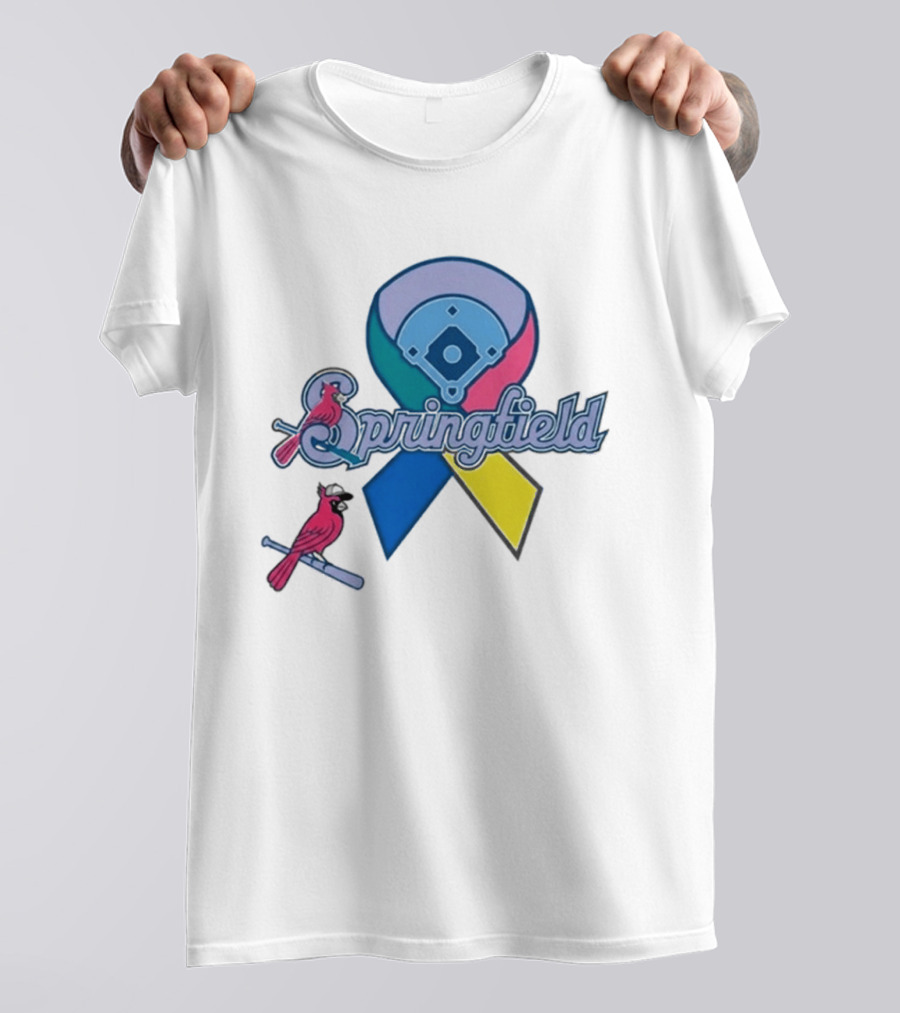 Springfield Cardinals Awareness Ribbon Baseball Team Unity T-Shirt