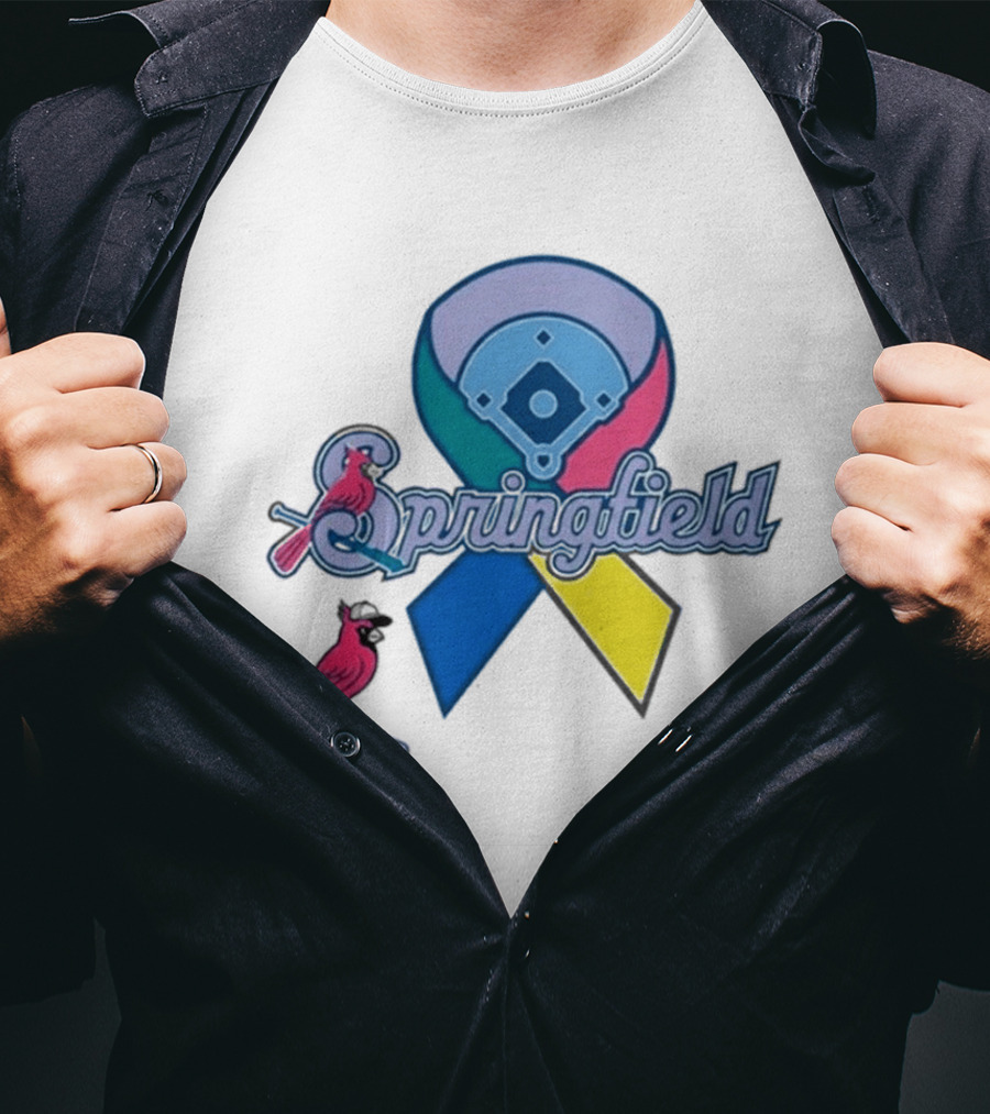 Springfield Cardinals Awareness Ribbon Baseball Team Unity T-Shirt