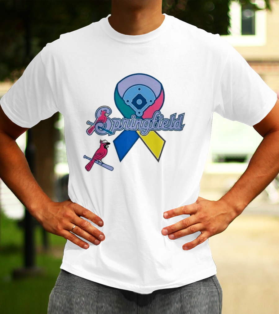 Springfield Cardinals Awareness Ribbon Baseball Team Unity T-Shirt