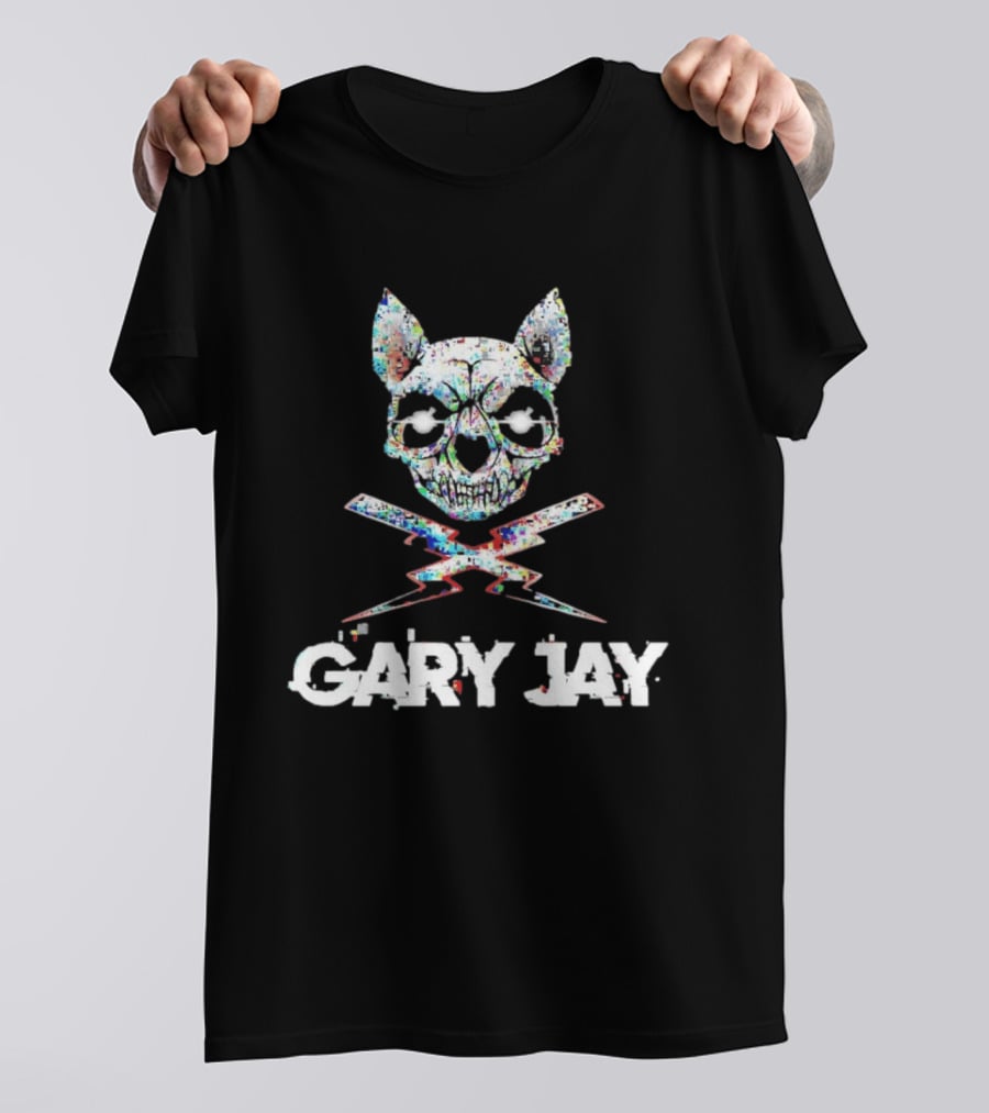Gary Jay Glitch Skull Lightning Edgy Vivid T-Shirt