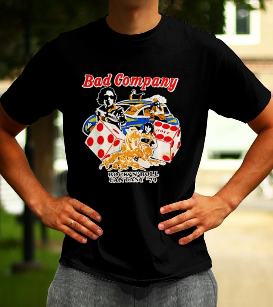 Bad Company Rock N Roll Fantasy '90 Dice And Muscle Car T-Shirt