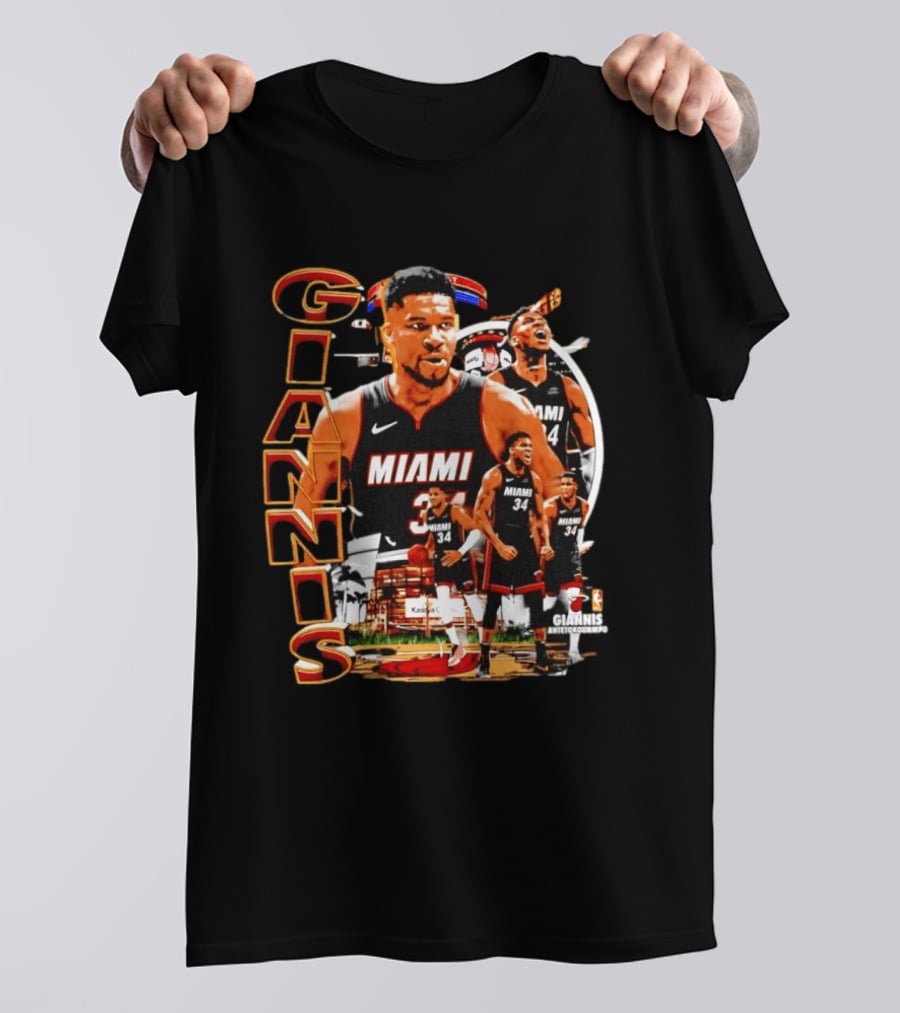Giannis Antetokounmpo Miami Heat 90s Bootleg Retro Basketball T-Shirt