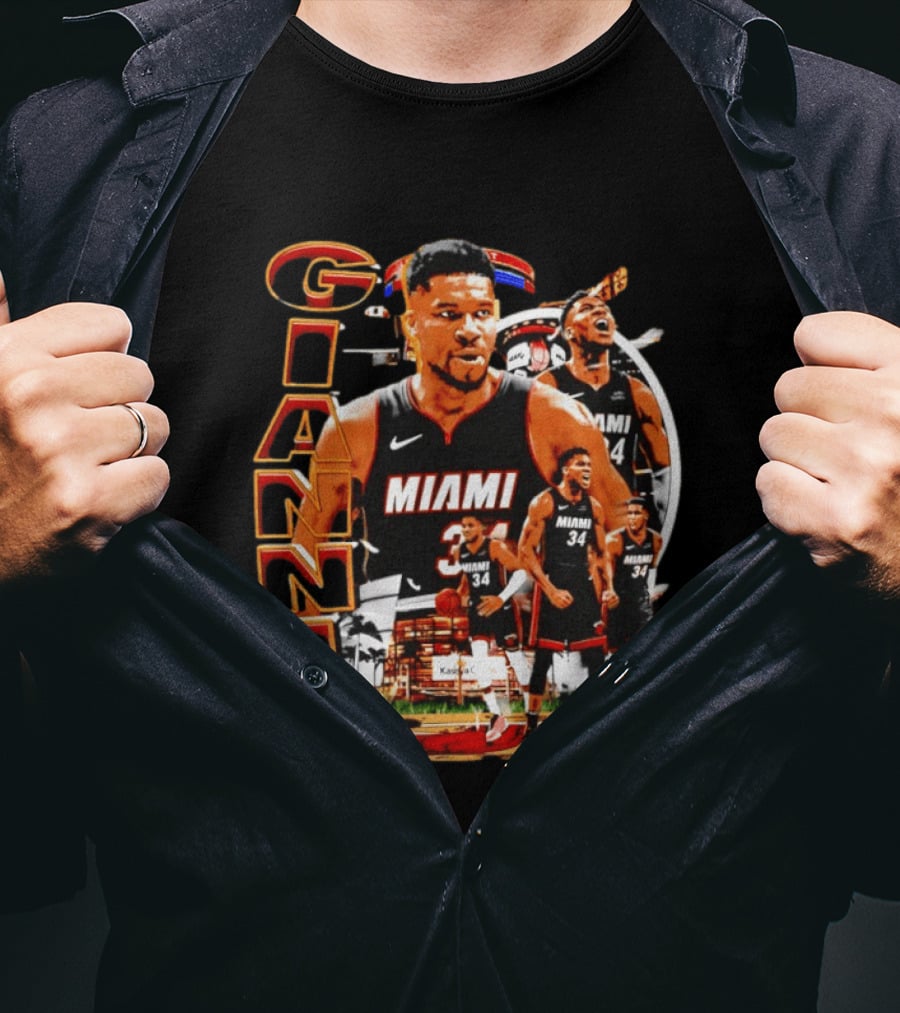 Giannis Antetokounmpo Miami Heat 90s Bootleg Retro Basketball T-Shirt