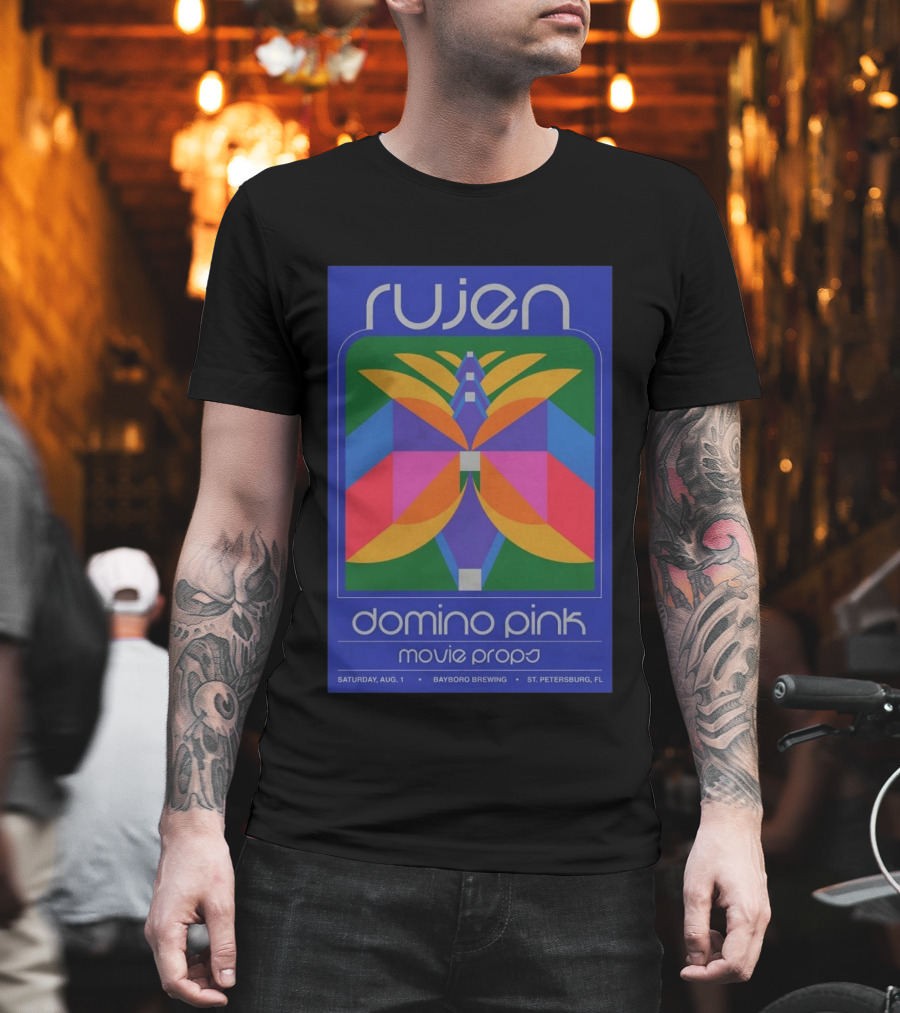 Rujen Domino Pink Movie Props Saturday August 1 Bayboro Brewing St. Petersburg FL T-Shirt