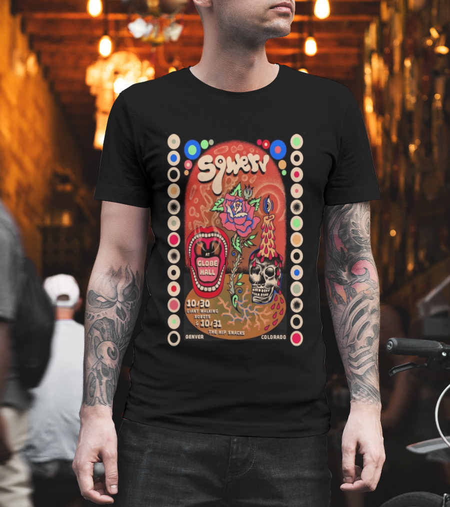 Sqwerv Globe Hall Denver October 30 31 2026 Giant Walking Robots Hip Snacks T-Shirt