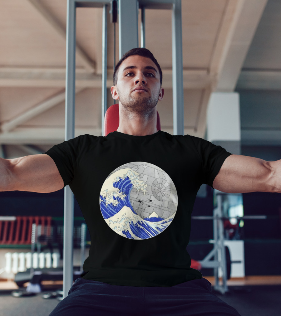 The Great Wave Off Kanagawa Meets Death Star Star Wars T-Shirt