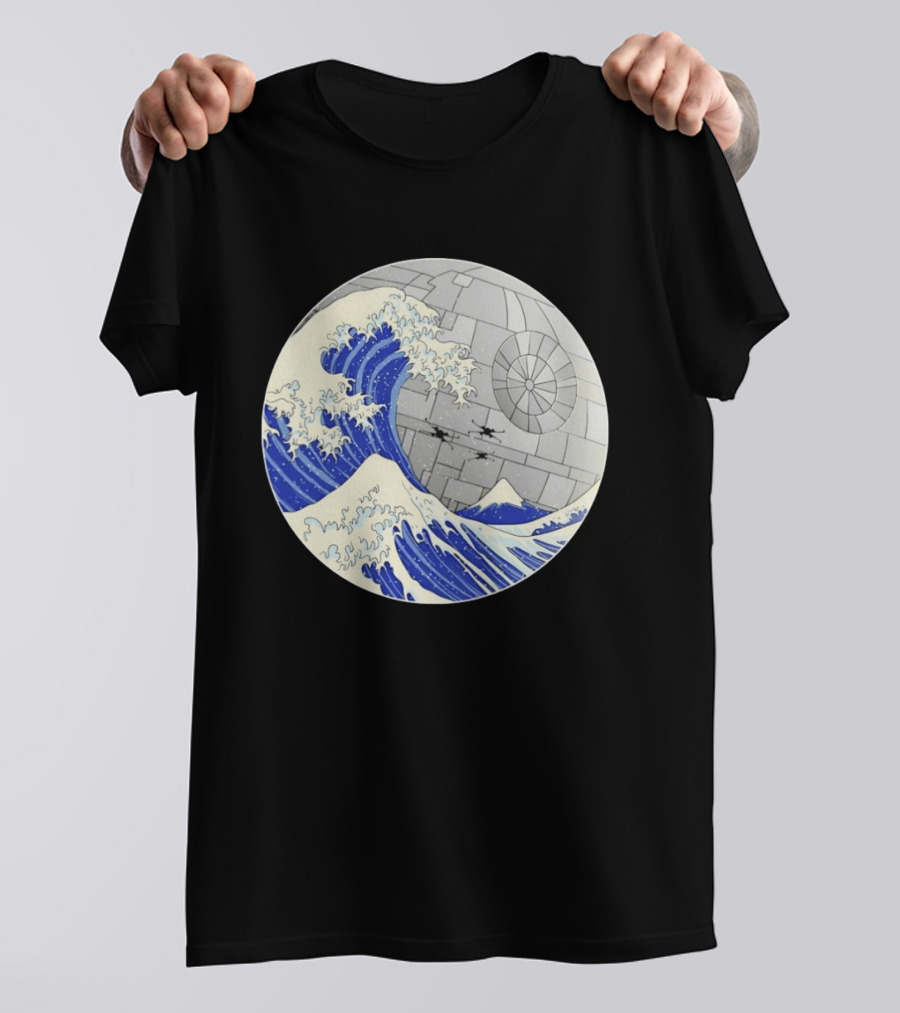 The Great Wave Off Kanagawa Meets Death Star Star Wars T-Shirt
