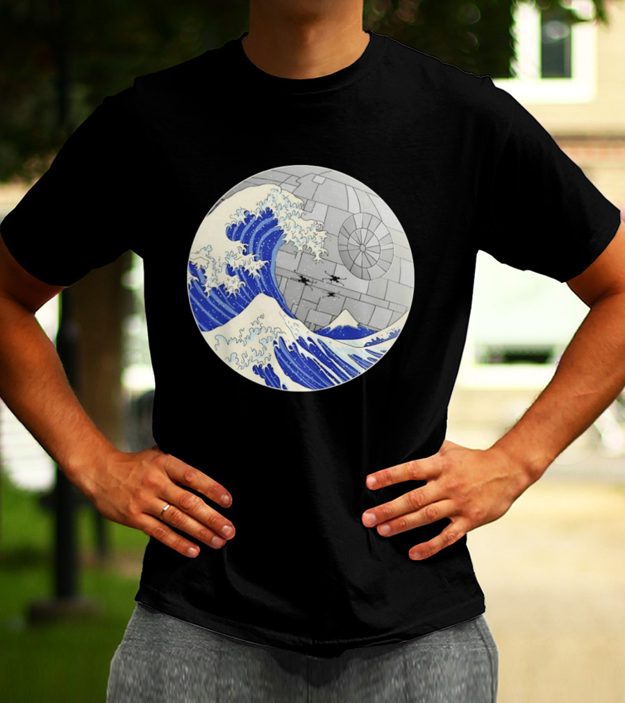 The Great Wave Off Kanagawa Meets Death Star Star Wars T-Shirt
