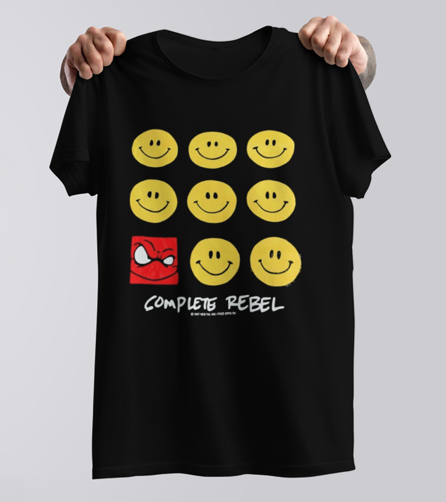 Complete Rebel Smiley Faces Red Square T-Shirt