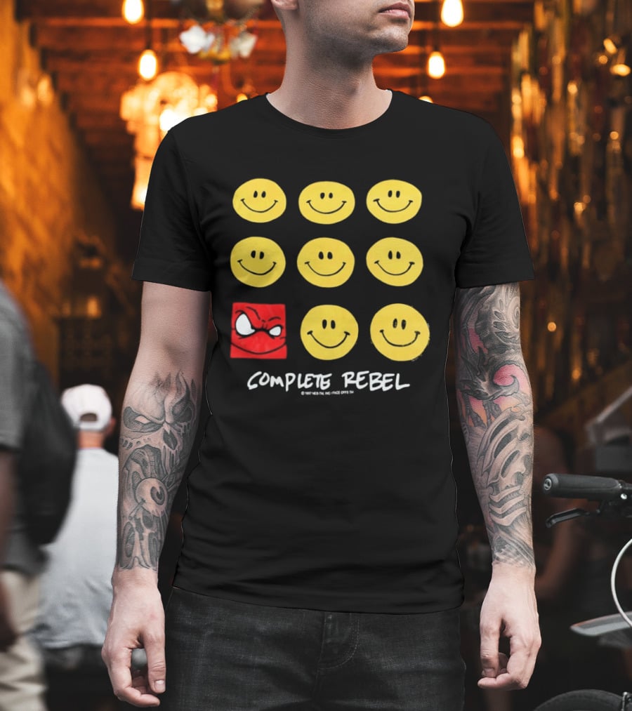 Complete Rebel Smiley Faces Red Square T-Shirt