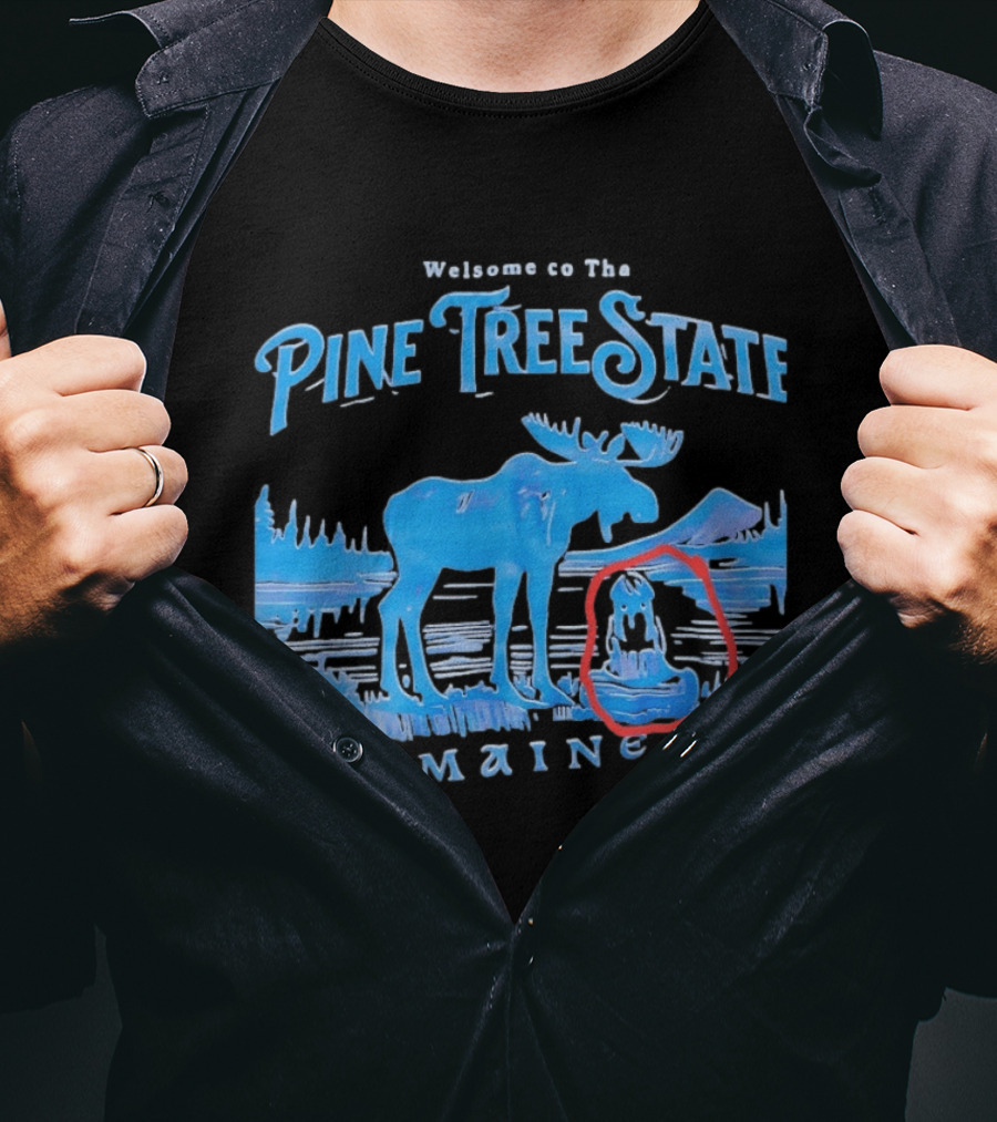 Welcome To The Pine Tree State Maine Moose Scenic Lake T-Shirt
