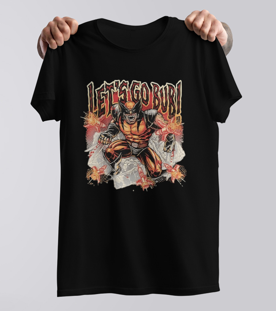Wolverine Let's Go Bub Retro Comic Style Fierce Action Scene T-Shirt