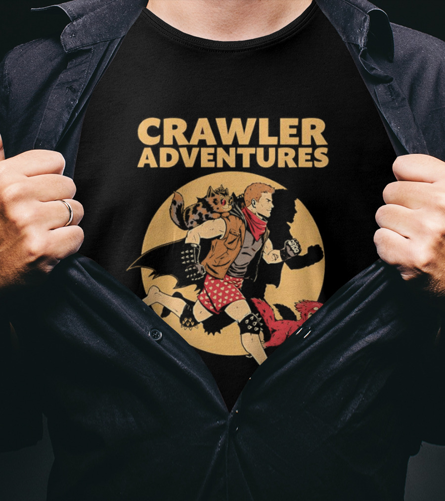 Crawler Adventures Running Man And Dinosaur T-Shirt