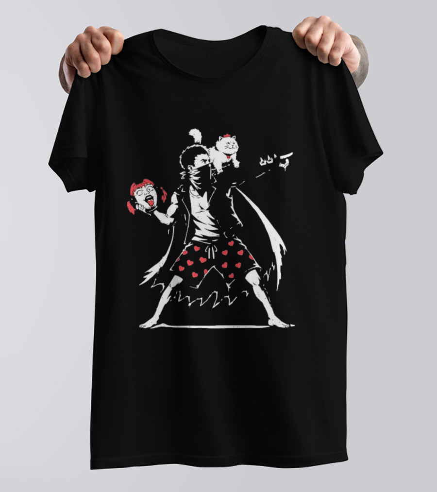 Dungeon Crawler Carl Meets Banksy Flower Thrower Chicken Pants Hearts T-Shirt