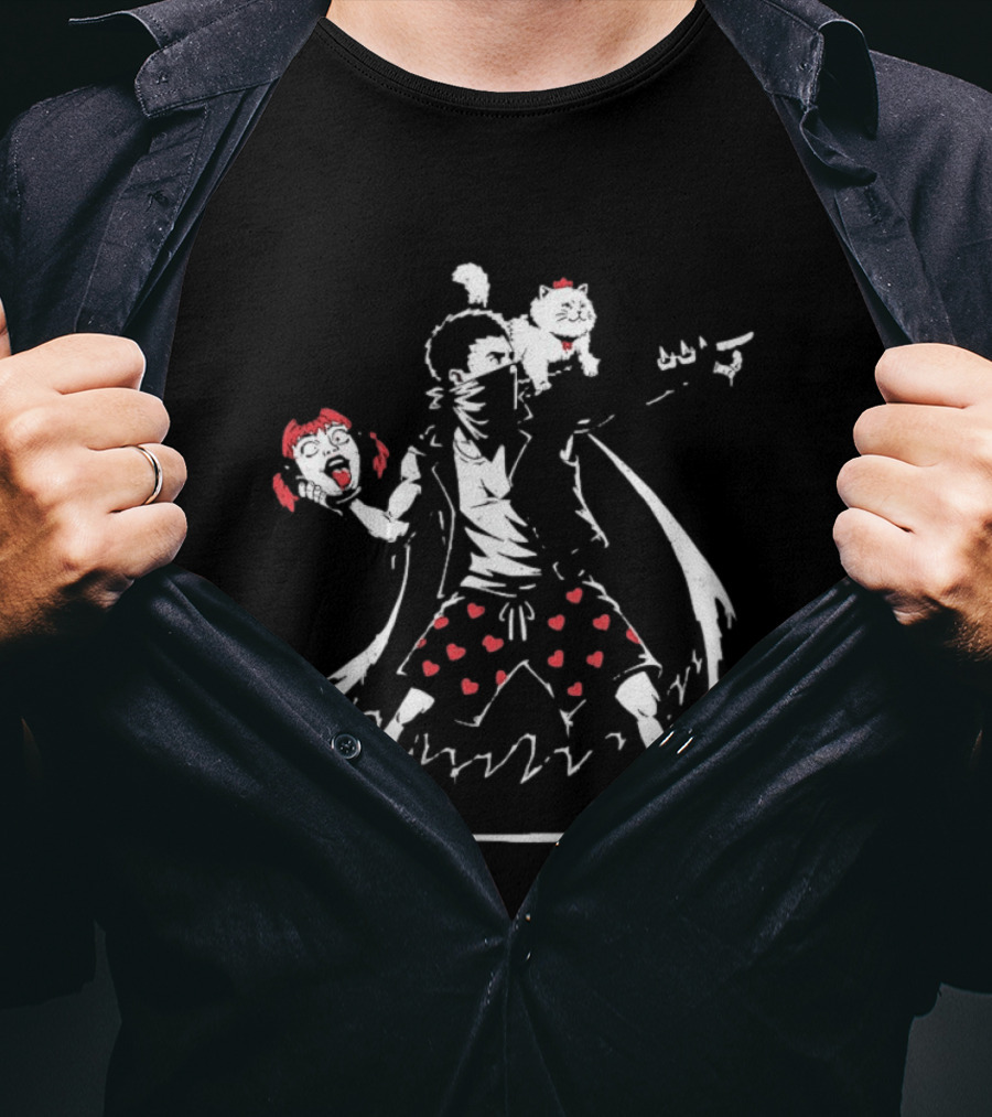 Dungeon Crawler Carl Meets Banksy Flower Thrower Chicken Pants Hearts T-Shirt