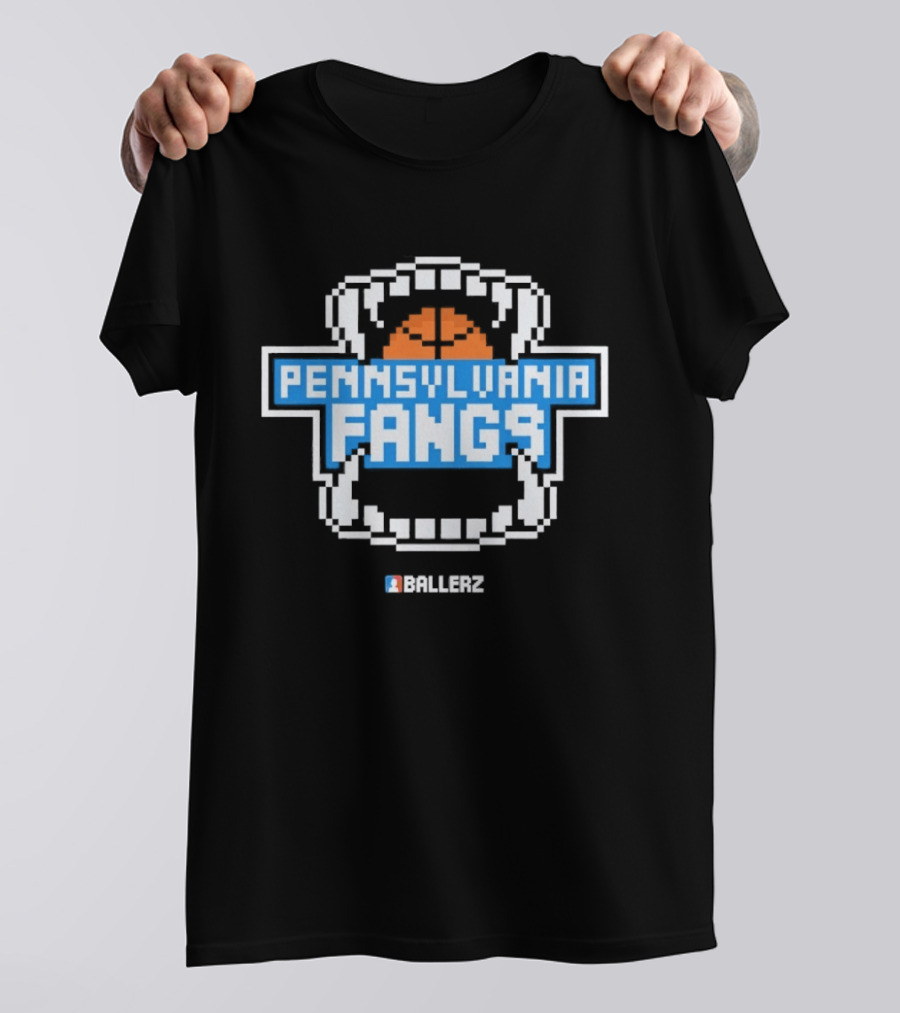 Pennsylvania Fangs Ballerz Basketball Retro Pixel T-Shirt