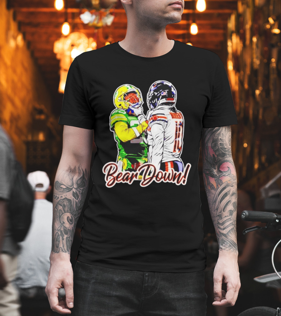 Aaron Rodgers Green Bay Packers Versus Luther Burden III Chicago Bears Bear Down Rivalry T-Shirt