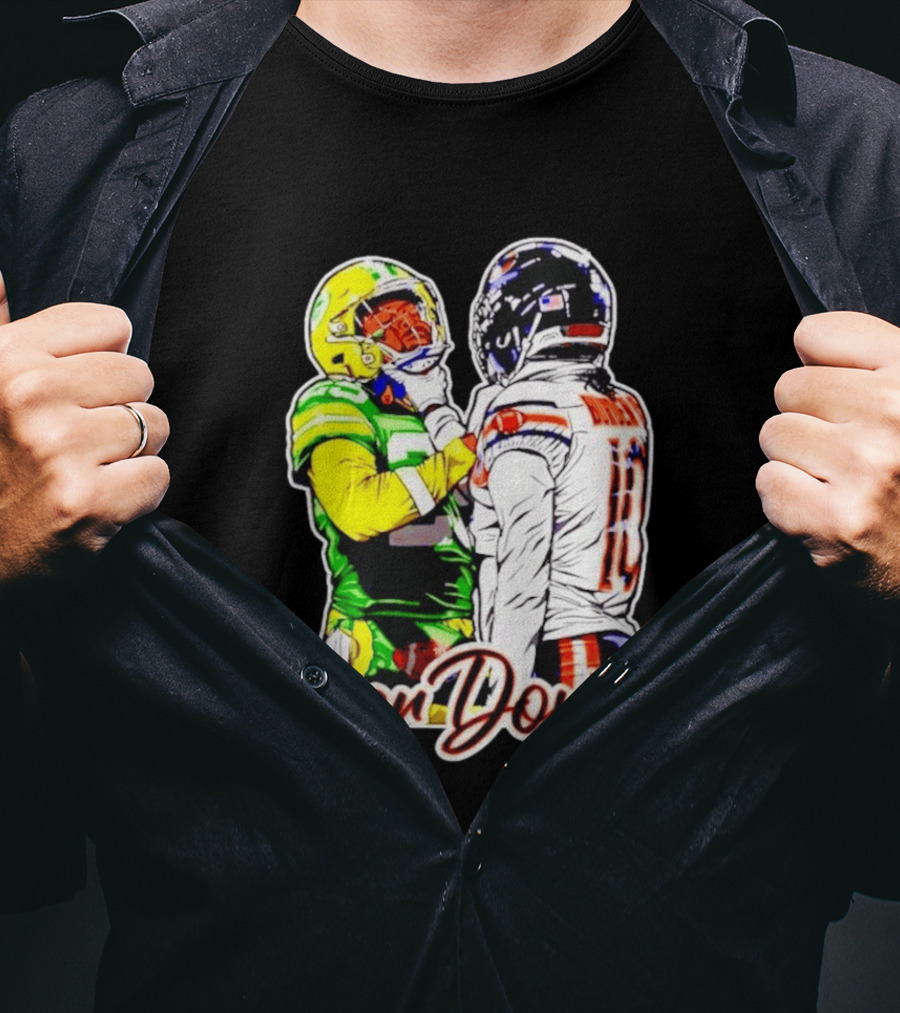 Aaron Rodgers Green Bay Packers Versus Luther Burden III Chicago Bears Bear Down Rivalry T-Shirt