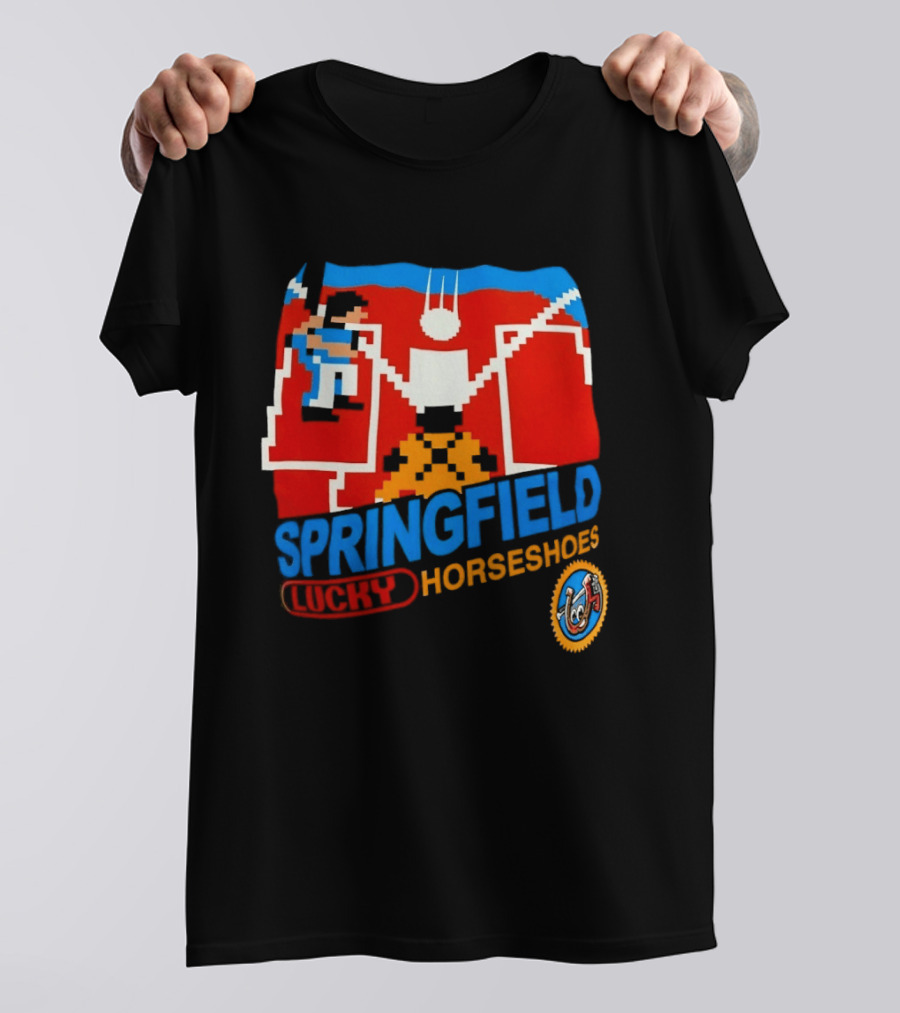 Springfield Lucky Horseshoes The Simpsons Video Game Styled Crest T-Shirt