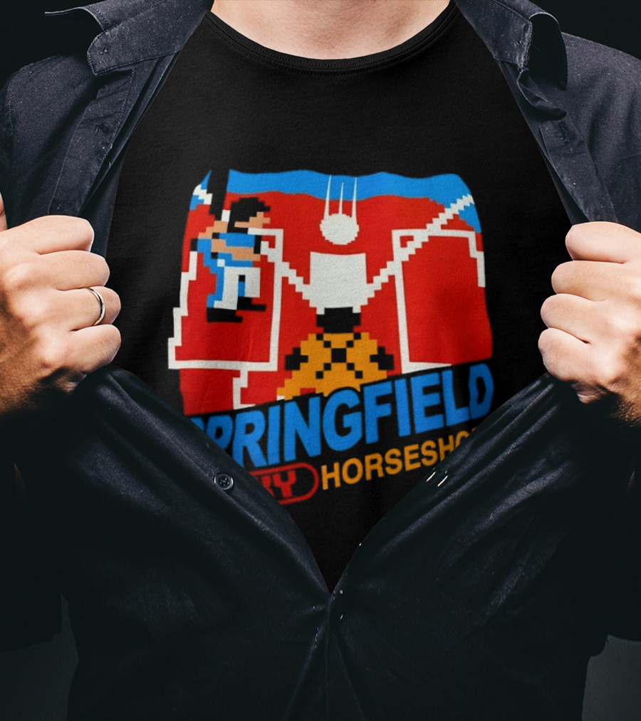 Springfield Lucky Horseshoes The Simpsons Video Game Styled Crest T-Shirt